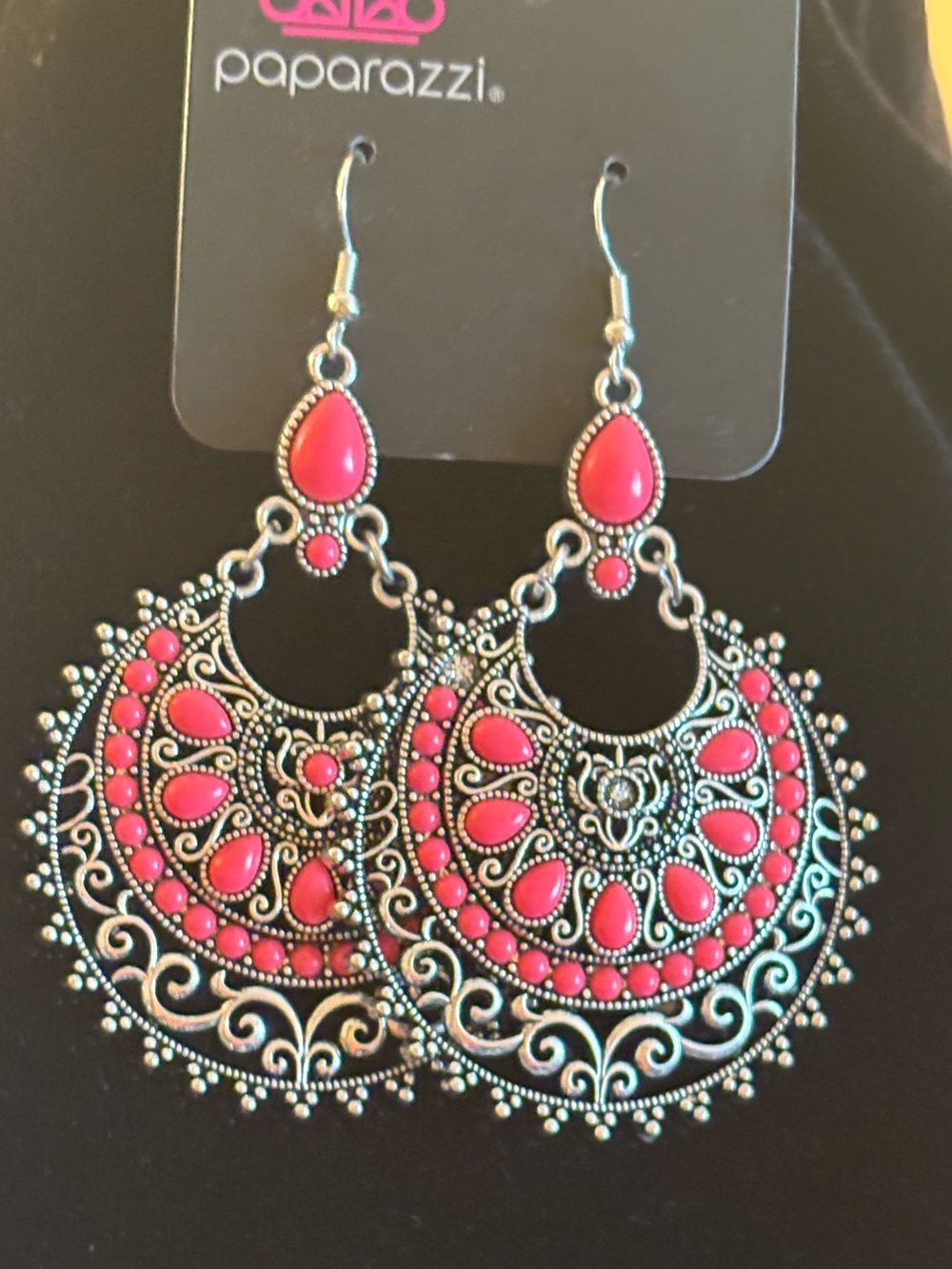 paparazzi Hot Pink Ornate Filigree Teardrop Chandeliers